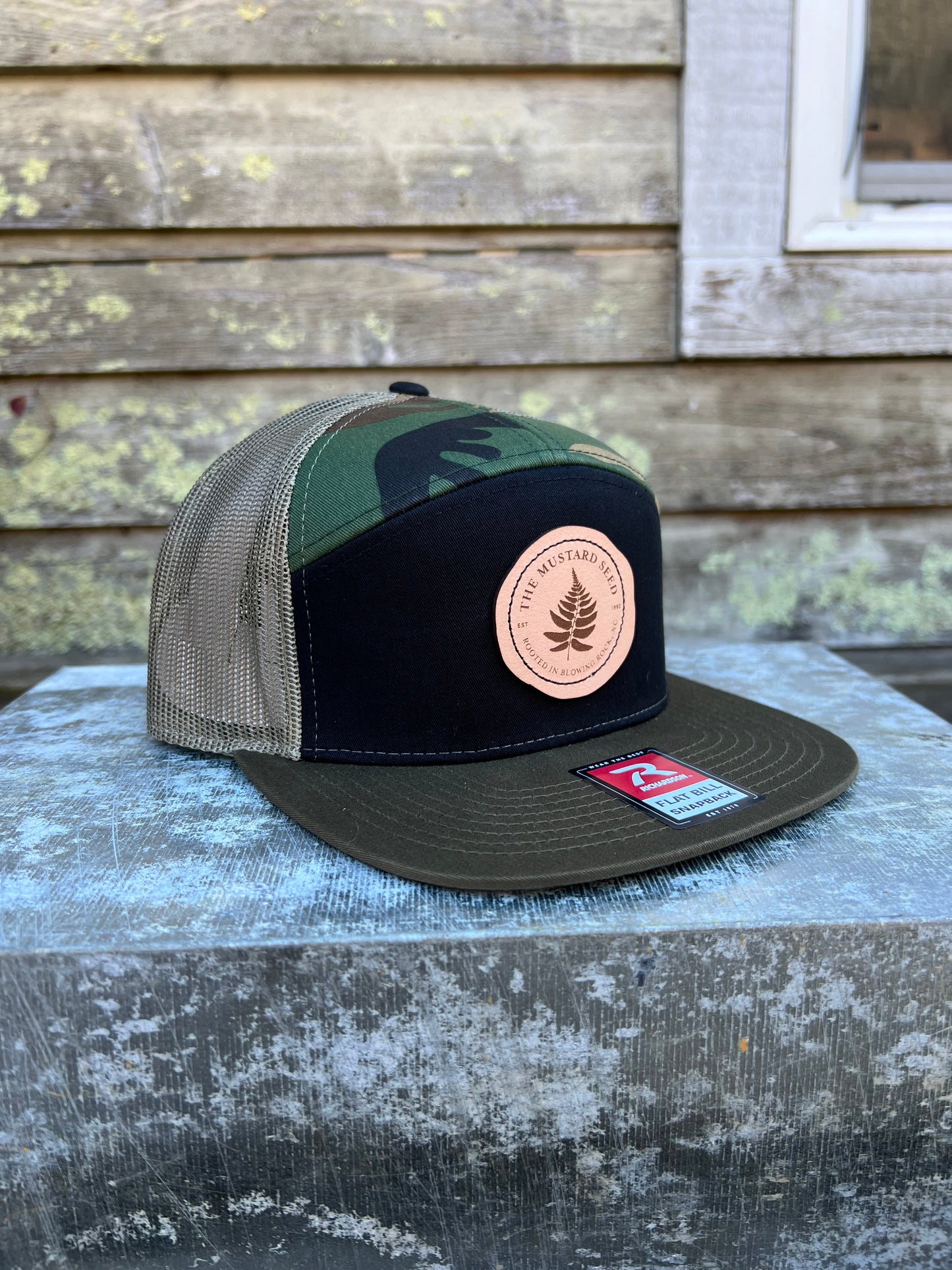 Richardson Adjustable 7 Panel Trucker Hat Tri Color Camo