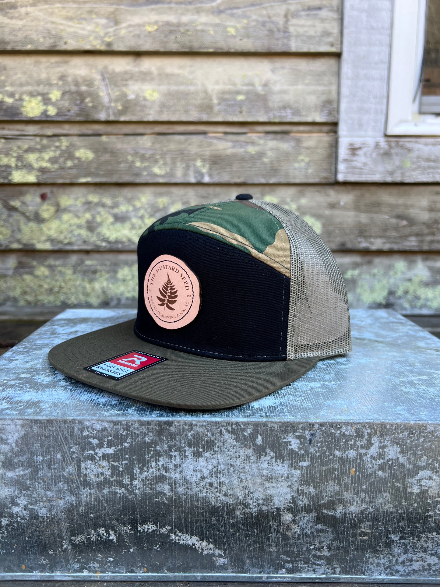 Richardson Adjustable 7 Panel Trucker Hat Tri Color Camo