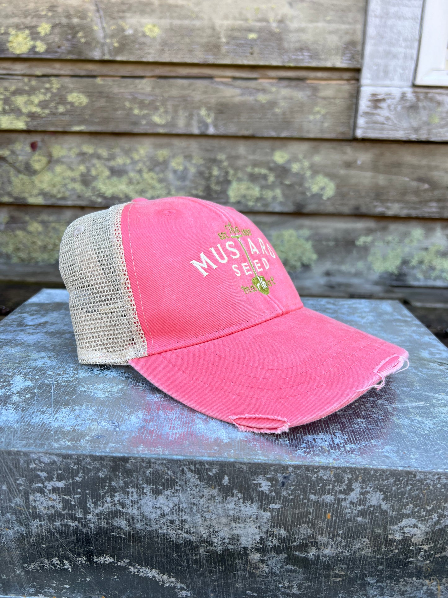 Adams 6 Panel Adjustable Hat Distressed Pink