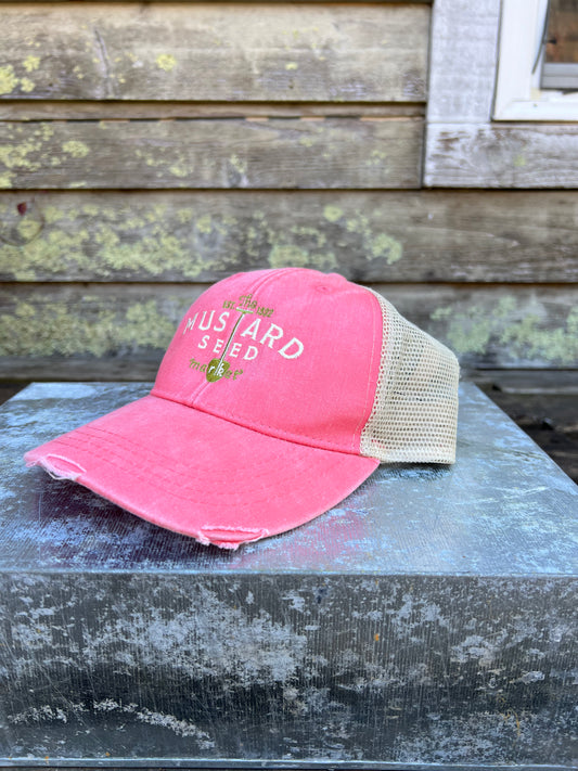 Adams 6 Panel Adjustable Hat Distressed Pink