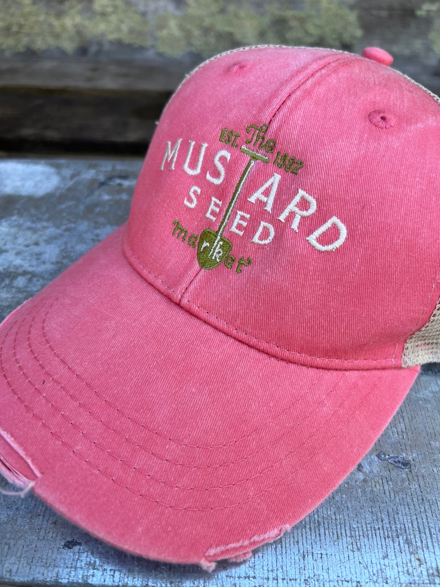 Adams 6 Panel Adjustable Hat Distressed Pink