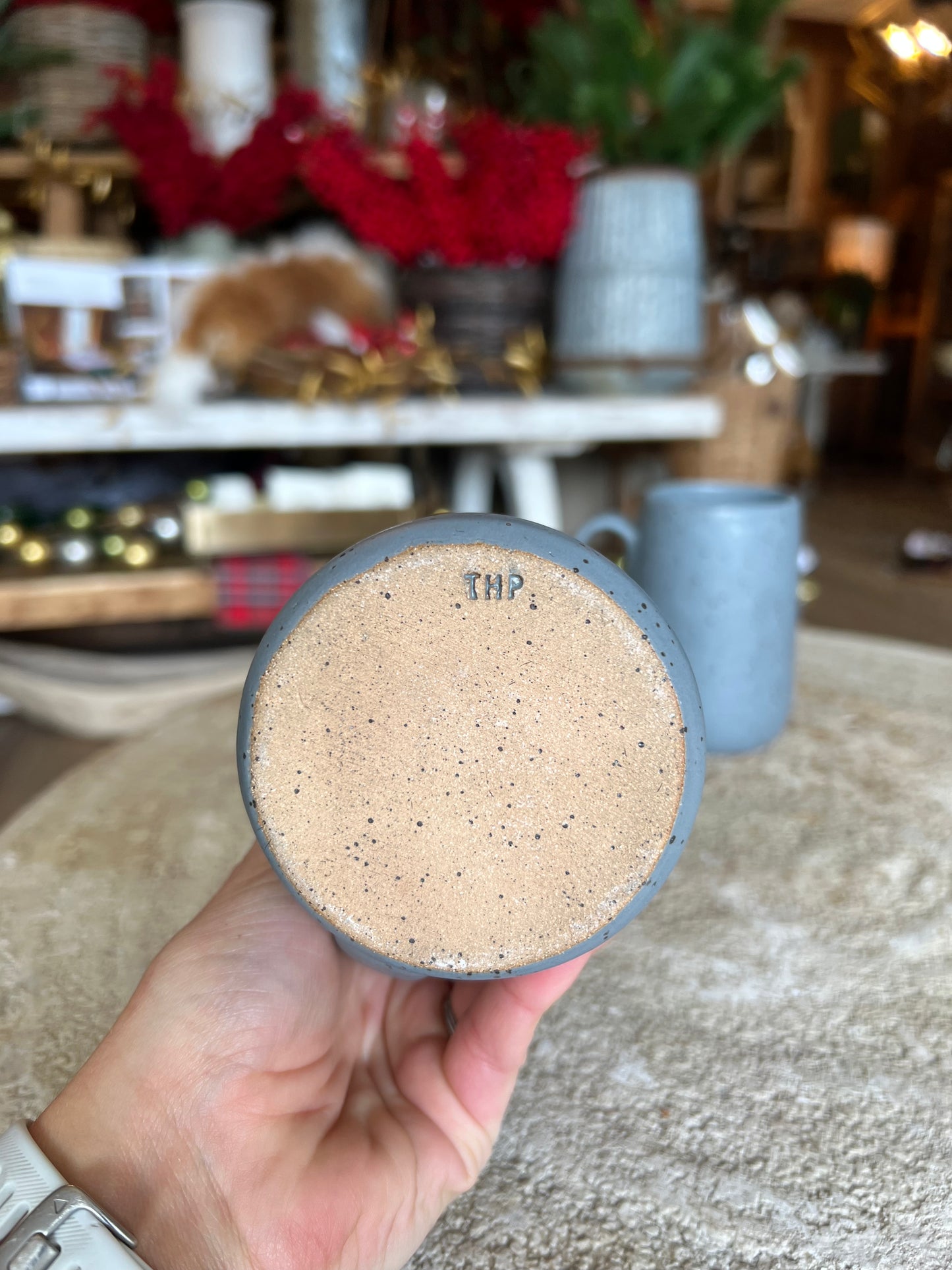 Tiny Hands Blue Speckled Mug