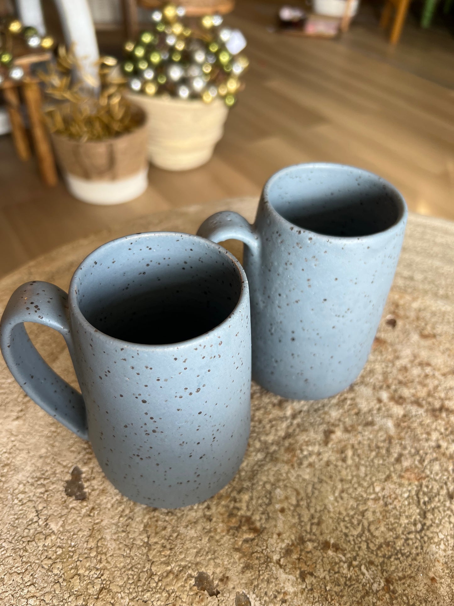 Tiny Hands Blue Speckled Mug