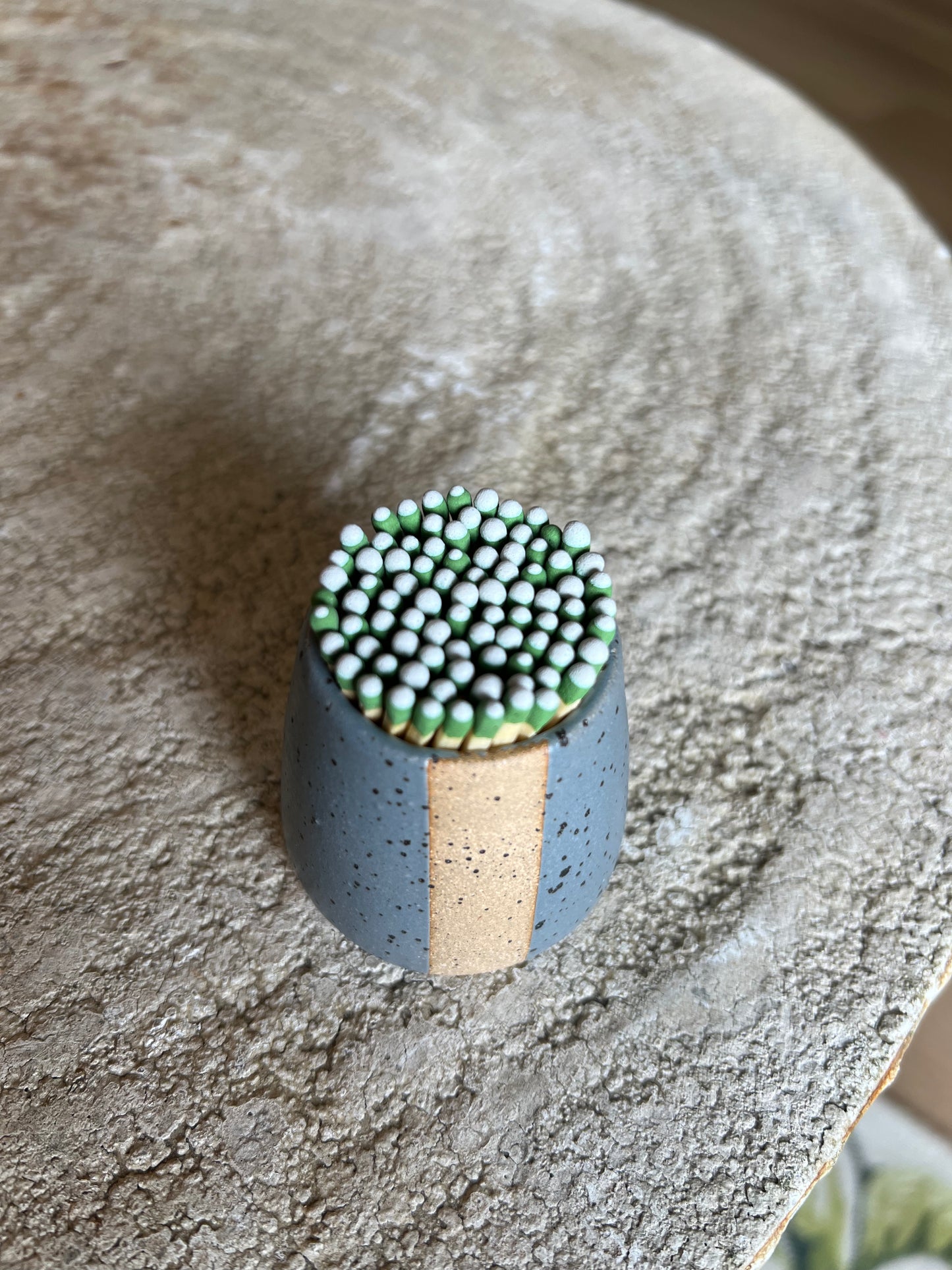 Tiny Hands Blue Speckled Match Holder